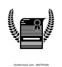 Graduation diploma and wreath icon. University school and education theme. Isolated design. Vector illustration