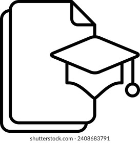 graduation document Outline vector illustration icon