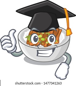 Graduation donburi is served in cartoon bowl