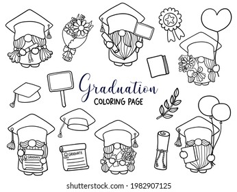 Graduation Doodle, Gnome Coloring Page.