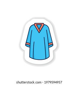 Graduation dress sticker icon. Special graduate mantle. Holiday costume. Graduate uniform badge for designs.Graduation vector emblem