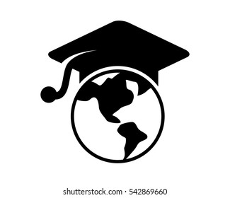 graduation earth academy scholar graduate university success image vector icon logo