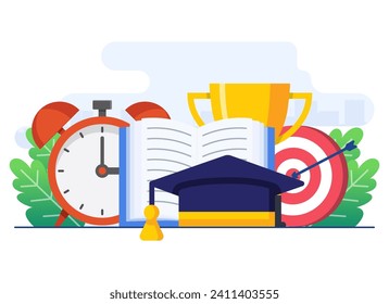 Graduation and education concept flat illustration vector template for landing page, web banner, infographic, ui, mobile apps, social media