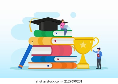 Graduation and education concept. Flat vector template Style Suitable for Web Landing Page, Background.