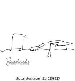 graduation elements grapahic for template with continuous line drawing style