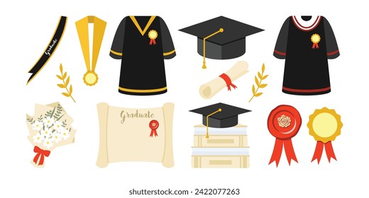 Graduation equipment set vector art