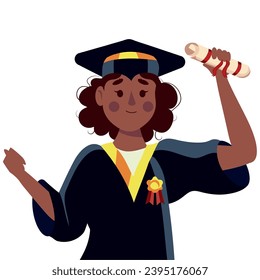 graduation event girl with diploma illustration isolated