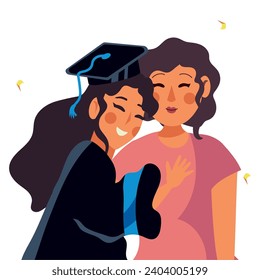 graduation event girl and mother illustration