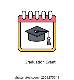 Graduation Event vector filled outline Icon Design illustration. Graphic Design Symbol on White background EPS 10 File