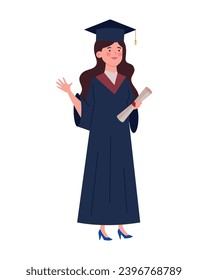 graduation event woman with diploma illustration