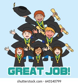 graduation events / happiness of graduation concept, vector illustration
