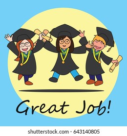 graduation events / happiness of graduation concept, vector illustration
