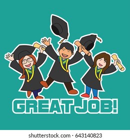graduation events / happiness of graduation concept, vector illustration
