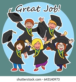 graduation events / happiness of graduation concept, vector illustration
