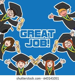 graduation events / happiness of graduation concept, vector illustration
