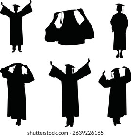 Graduation female silhouette set. Good use for symbol, logo, web icon, sign, or any design you want.