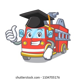 Graduation fire truck character cartoon