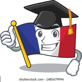 Graduation flag france isolated with the mascot