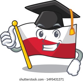 Graduation flag poland hoisted on mascot pole