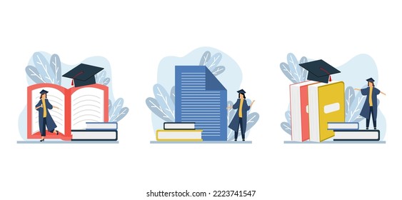 Graduation Flat Bundle Design Illustration