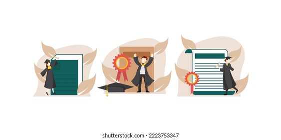 Graduation Flat Bundle Design Illustration