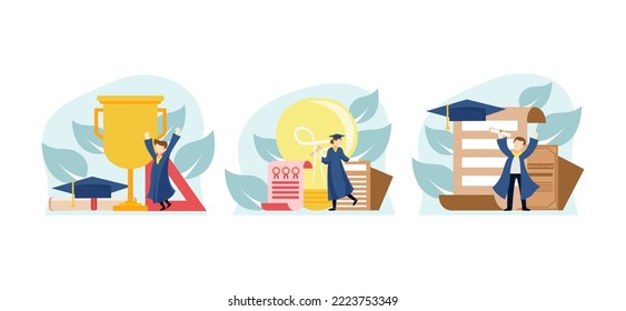 Graduation Flat Bundle Design Illustration