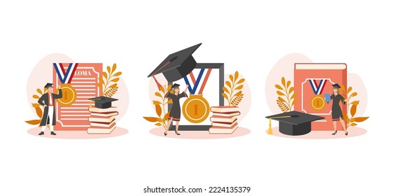 Graduation Flat Bundle Design Illustration