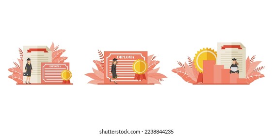 Graduation Flat Bundle Design Illustration