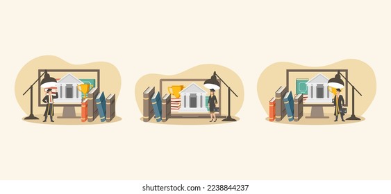 Graduation Flat Bundle Design Illustration