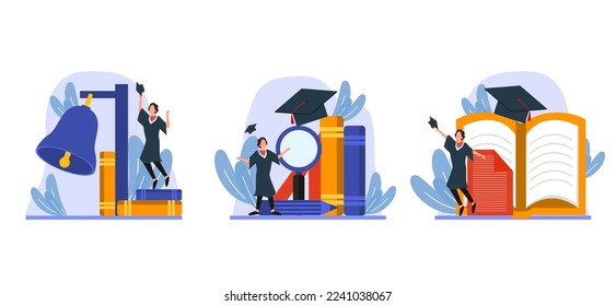 Graduation Flat Bundle Design Illustration