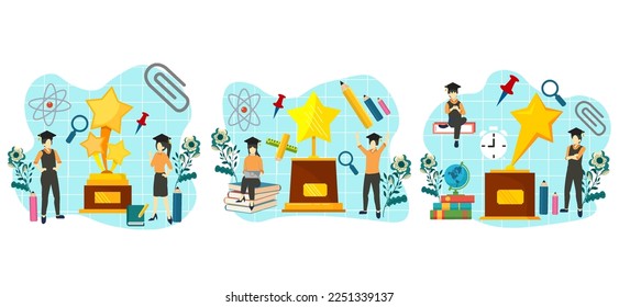 Graduation Flat Bundle Design Illustration