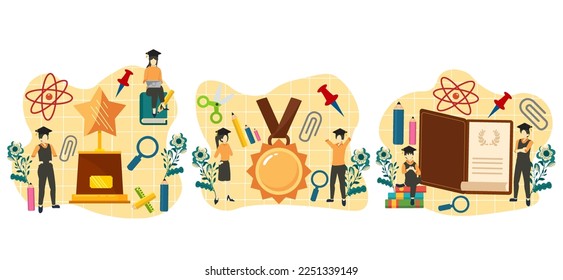 Graduation Flat Bundle Design Illustration