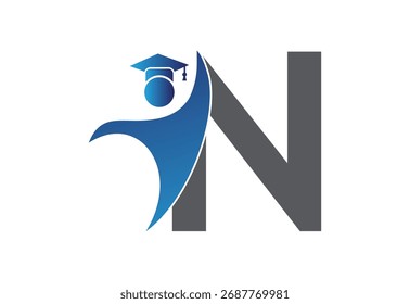 Icono plano de graduación humano con el último concepto de diseño N