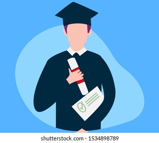 graduation flat illustration vector , flat design happy graduate