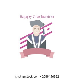 graduation flat illustration vector. graduation icon. cartoon graduation