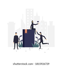 Graduation flat illustration.Vector design template.Suitable for landing page, ui, website, mobile app, editorial, poster, flyer, article, and banner.