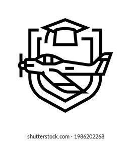 graduation flight school line icon vector. graduation flight school sign. isolated contour symbol black illustration