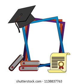 graduation frame with set icons