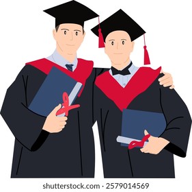 Graduation with friends clipart drawing 