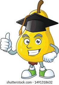 Graduation fruit pear character with mascot cartoon cute