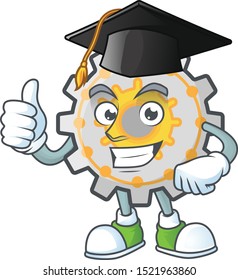 Graduation gear machine cartoon character with mascot
