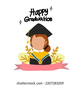 graduation girl character Vector illustration