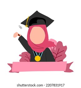 graduation girl character Vector illustration