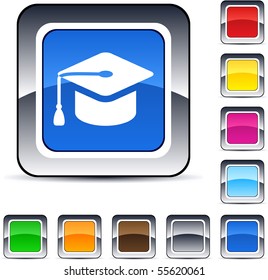 Graduation glossy square web buttons.