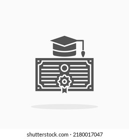 Graduation glyph icon. Can be used for digital product, presentation, print design and more.