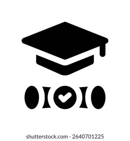 graduation glyph icon. Strong and solid vector icon for websites, mobile interfaces, presentations, and visual branding. High quality and easy to edit.