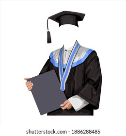 graduation gown and cap hat illustration