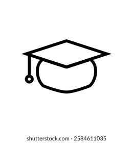 graduation gown cap icon, simple flat style, illustration, logo sign symbol pictogram template, for ui or ux isolated on white for mobile app, editable