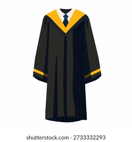 Graduation gown in flat vector style for academic ceremony. Suitable for education illustrations and graduation visuals.