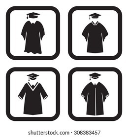 Graduation gown icon in four variations